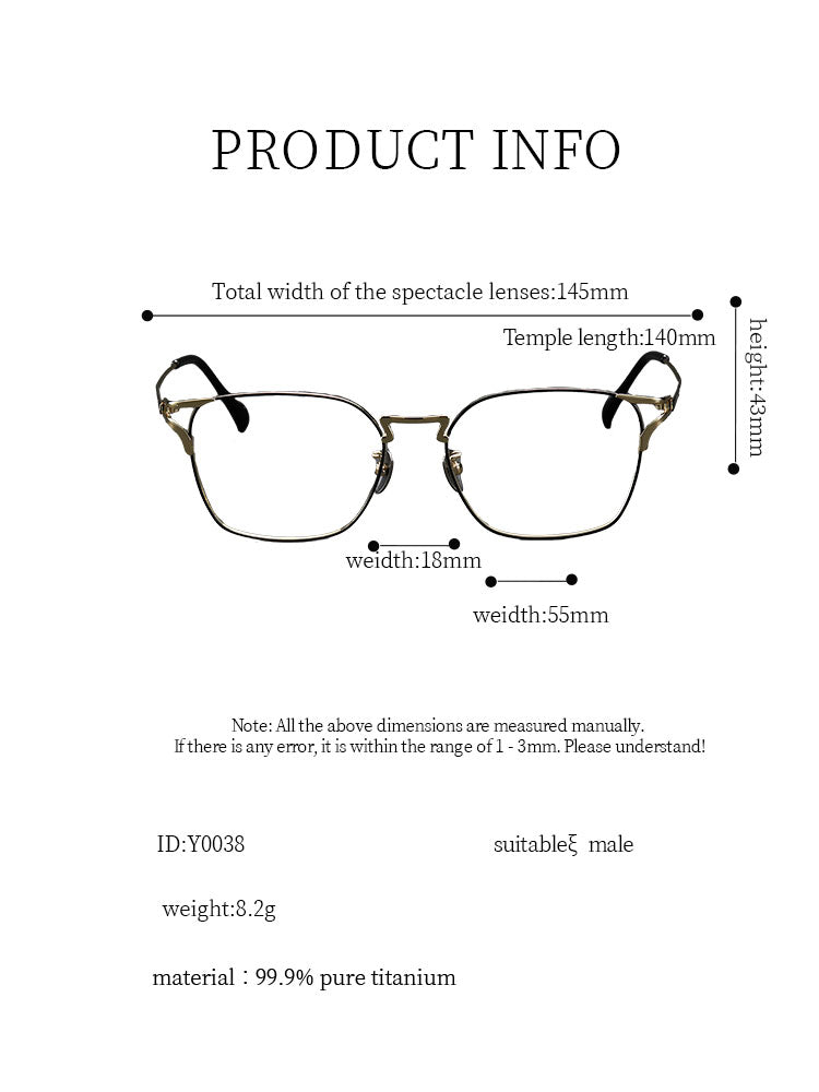 8.2g Ultra-Lightweight PURE Titanium Men's Eyeglass Frames - Slim, Sweat-Resistant & Fade-Proof for Business & Daily Comfort